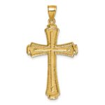 14k Polished Diamond-cut Textured Fancy Cross Pendant - Image 3