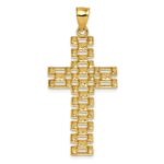 14k Polished Diamond-cut Textured Fancy Link Design Latin Cross Pendant - Image 3