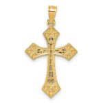 14k Two-tone Diamond-cut Polished Passion Cross Pendant - Image 3