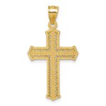 14k Polished Diamond-cut Textured Fancy Pierced Design Cross Pendant - Image 3