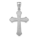 14k Polished White Gold Diamond-cut Fancy Budded Cross Pendant - Image 3