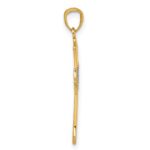 14k and Rhodium Polished Center Flower Filigree Cross Pendant - Image 2