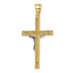 14k Polished Two-tone Diamond-cut Crucifix Pendant - Image 3