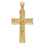 14k and White Rhodium Polished Diamond-cut Nugget Crucifix Pendant - Image 3