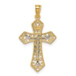 14k Two-tone Polished and Textured Filigree Passion Crucifix Pendant - Image 3