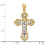 14k Two-tone Polished and Textured Filigree Passion Crucifix Pendant - Image 4