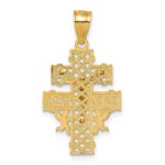 14k Polished Diamond-cut Cara Vaca Crucifix Pendant - Image 3