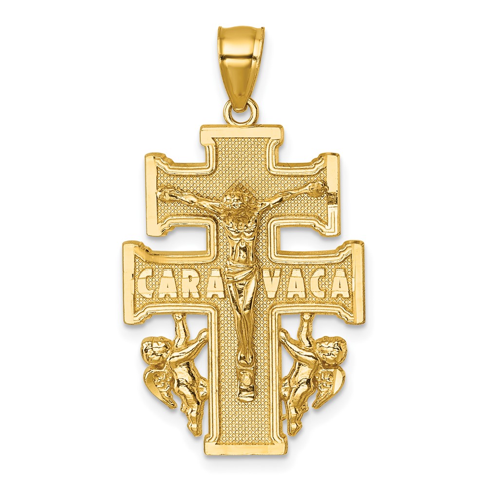K10101.jpg 14k Polished and Textured Cara Vaca Crucifix Pendant - Image 1