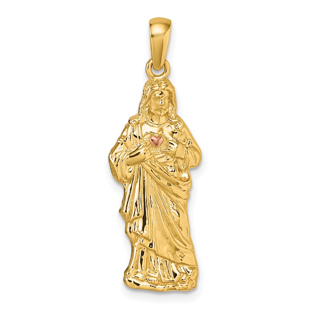 K10102.jpg 14k with Rose-tone Polished Sacred Heart of Jesus Pendant - Image 1