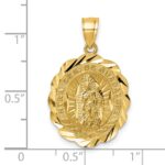 14k Polished Diamond-cut Spanish Ntra. Sra. De Guadalupe Oval Pendant - Image 4