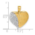 14k and White Rhodium Diamond-cut Heart With Wing WATCH OVER ME Pendant - Image 4