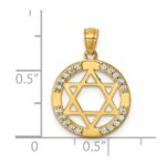 14k Polished CZ Star of David in Circle Pendant - Image 4