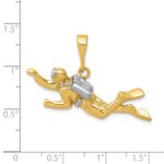 14K and White Rhodium Polished Open-Backed Scuba Diver Pendant - Image 4