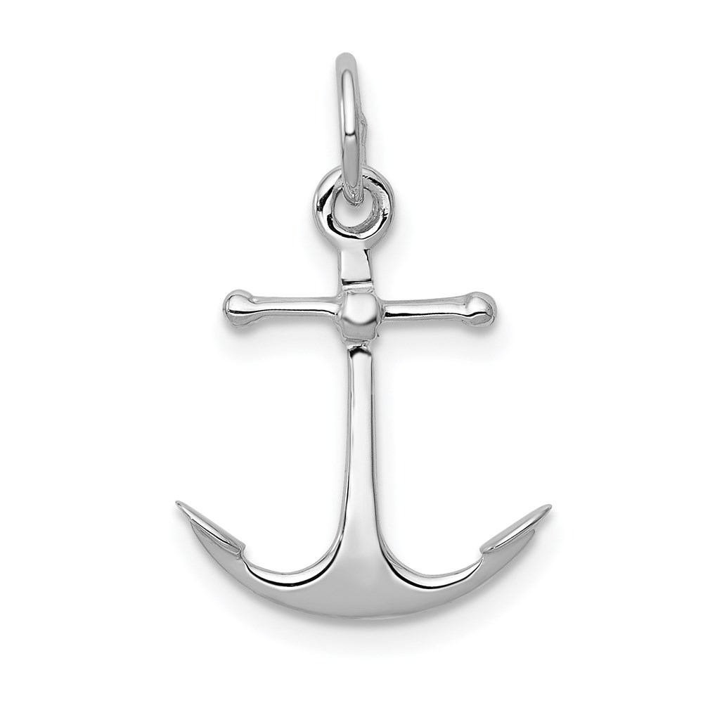 K1058.jpg 14K White Gold Solid Polished 3-D Anchor Charm - Image 1