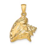 14K Polished 3-D Pink and White Enameled Conch Shell Pendant - Image 3