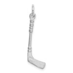 14K White Gold Solid 3-D Enameled Hockey Stick Charm - Image 3