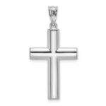 14k White Gold Hollow Cross Pendant - Image 4
