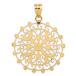 14k and White Rhodium Diamond-cut Filigree Pendant - Image 4