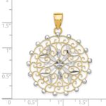 14k and White Rhodium Diamond-cut Filigree Pendant - Image 3