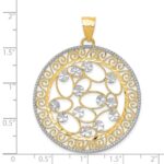 14k and White Rhodium Diamond-cut Filigree Pendant - Image 4