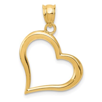 14K Polished Open Dangling Heart Pendant