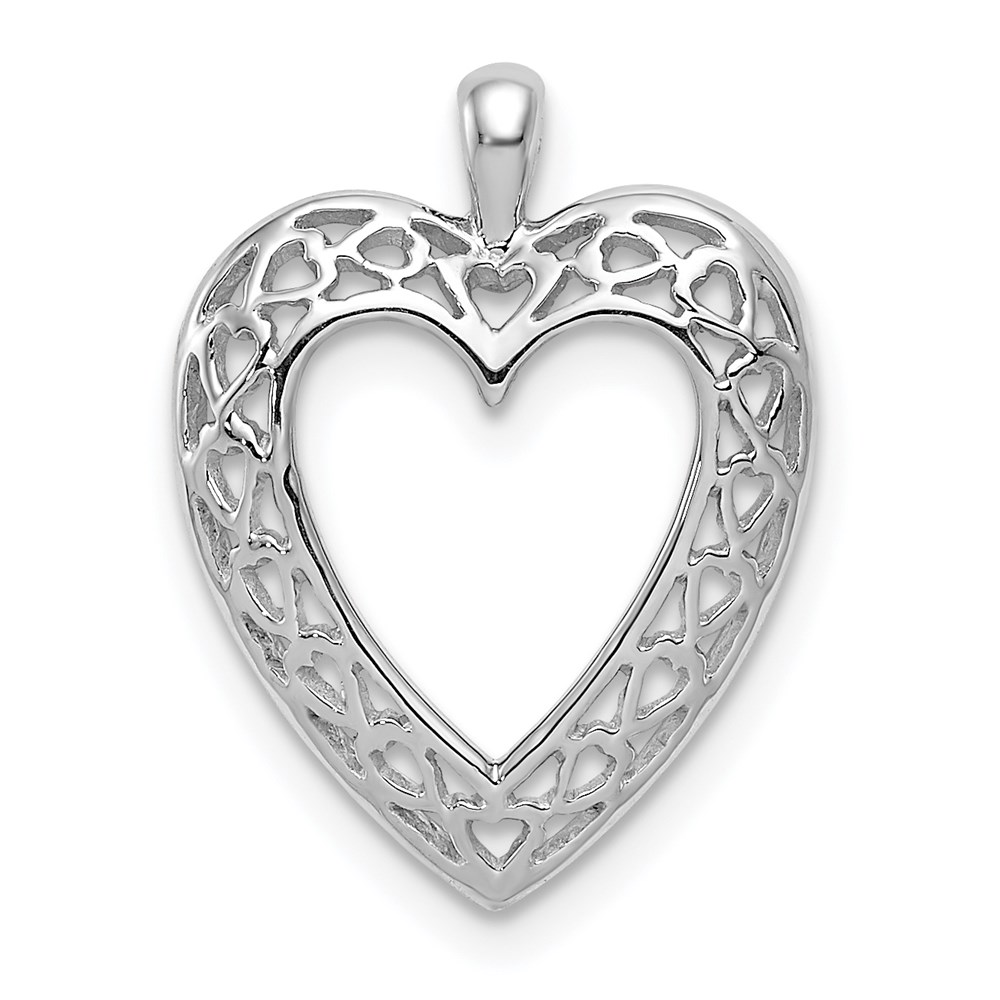 K1631.jpg 14K White Gold Cut-Out Heart Border Pendant - Image 1