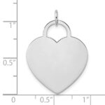 14k White Gold Polished Engravable 22mm Heart Disc Pendant - Image 4