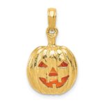 14k Enameled Inside 3-D Cut-Out Jack-o-Lantern Pendant