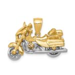 14k Two-tone 3-D Motorcycle with Moveable Wheels Pendant