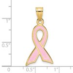 14k Large Enameled Pink Awareness Ribbon Pendant - Image 4