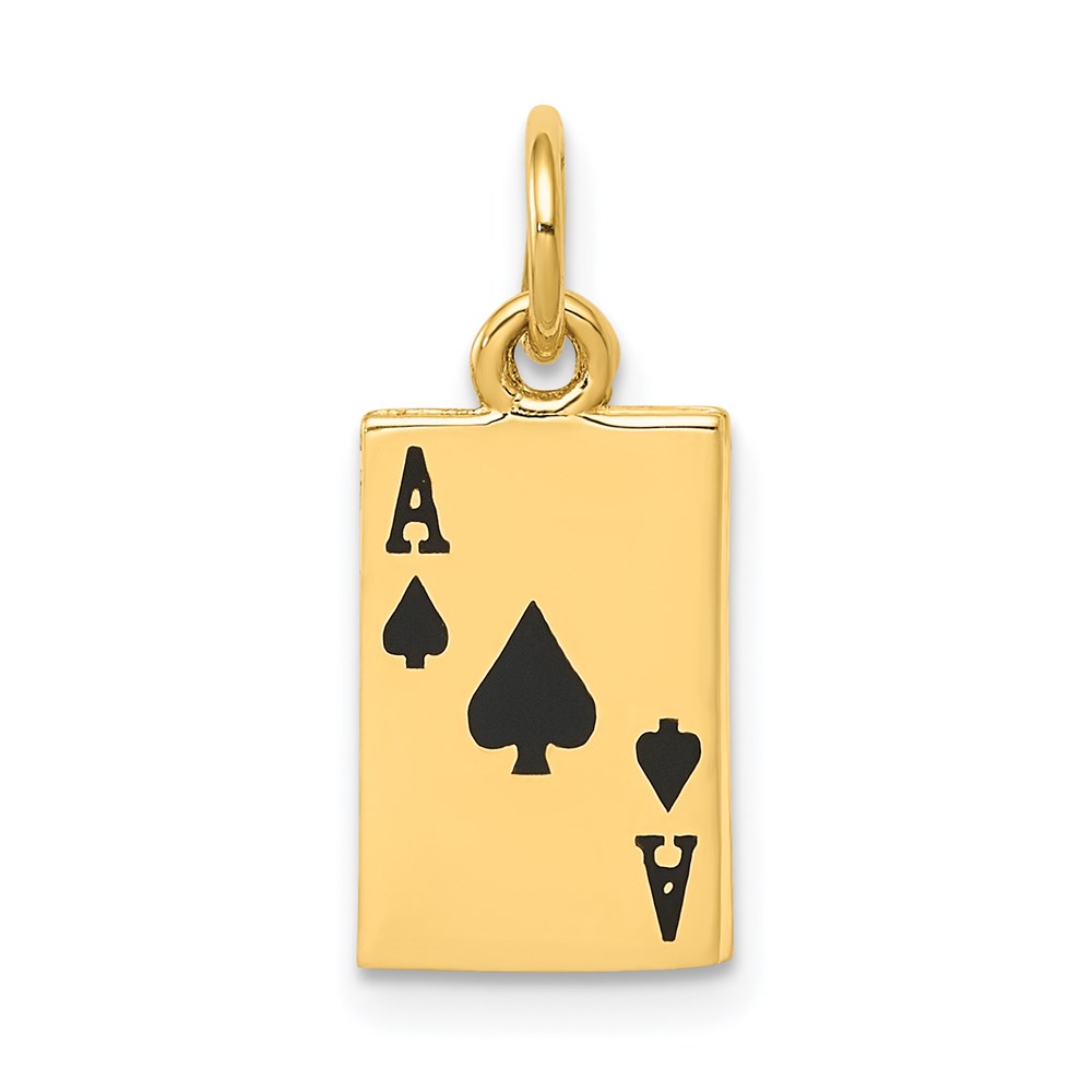 K1874.jpg 14k Enameled Ace of Spades Card Charm - Image 1