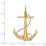 14k Two-tone 3-D Large Anchor with Entwined Rope Accent Pendant - Image 3