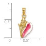 14k Pink and White Enameled 3-D Conch Shell Pendant - Image 3