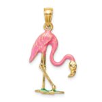 14k Enameled 3-D Pink Flamingo Pendant - Image 3