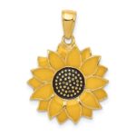 14k Enameled Yellow Sunflower Pendant