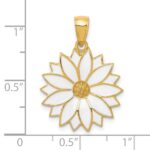 14k Enameled White Daisy Flower Pendant - Image 4