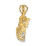 14k and White Rhodium Cat Playing with Yarn in Basket Charm - Image 2