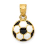 14k Black and White Enameled Domed Soccer Ball Pendant