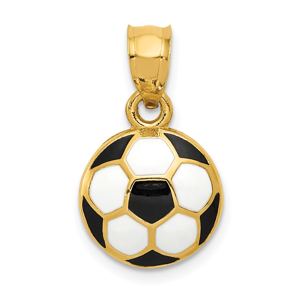 K2089.jpg 14k Black and White Enameled Domed Soccer Ball Pendant - Image 1