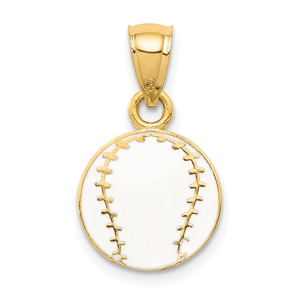 K2092.jpg 14k White Enameled Baseball Pendant - Image 1