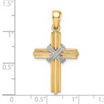14K and White Rhodium -X- Center Passion Cross Pendant - Image 3
