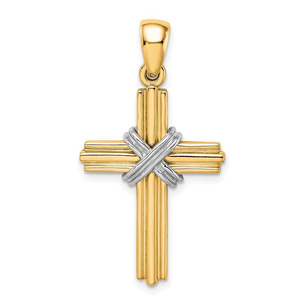 K2174.jpg 14K and White Rhodium -X- Center Passion Cross Pendant - Image 1