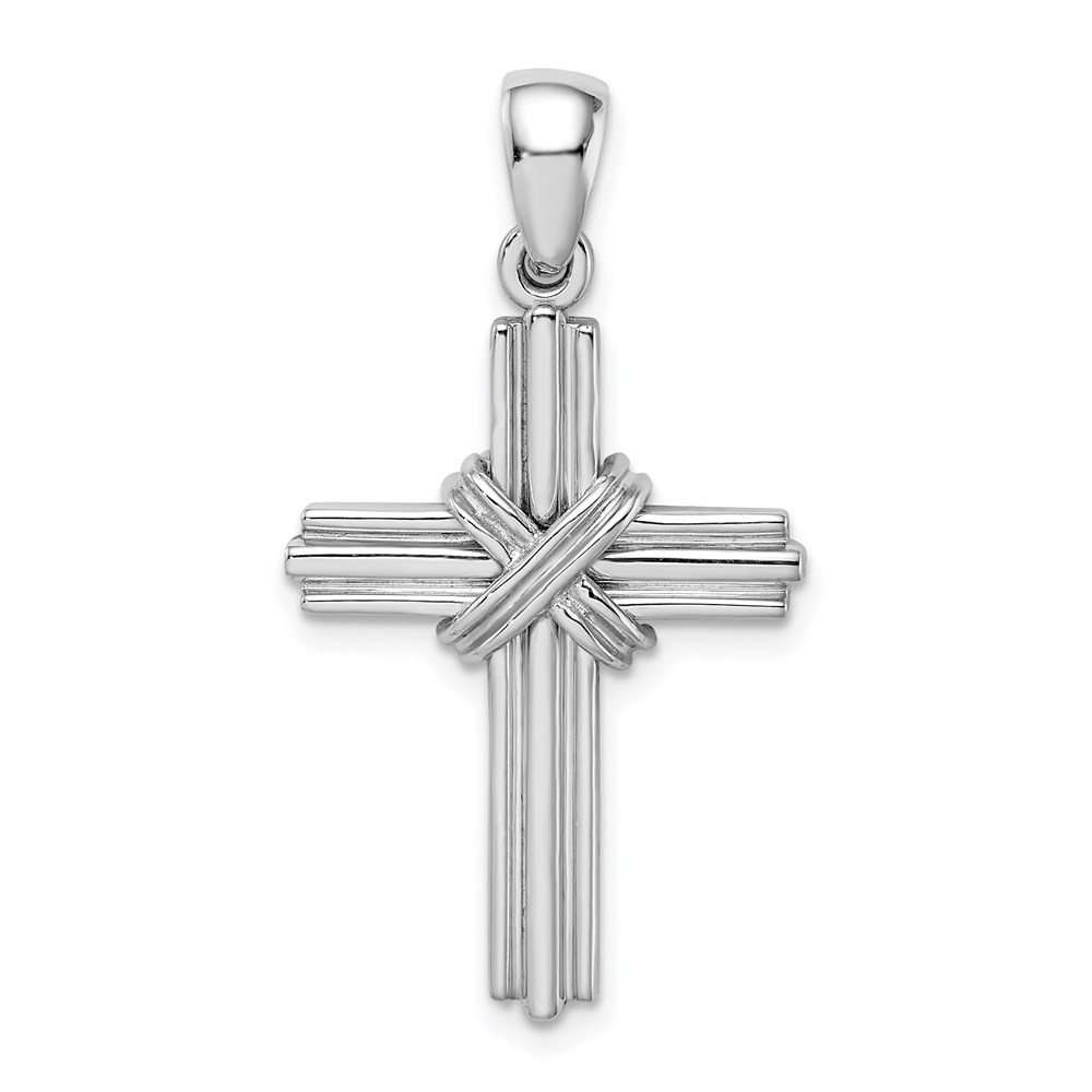 K2175W.jpg 14k White Gold -X- Center Passion Cross Pendant - Image 1