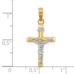 14K Two-tone INRI Hollow Crucifix Charm - Image 3