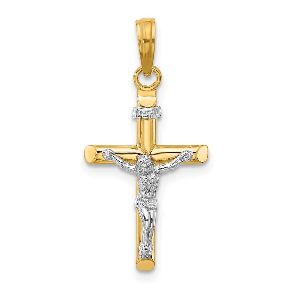 K2182.jpg 14K Two-tone INRI Hollow Crucifix Charm - Image 1