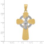 14k Two-tone and White Rhodium St. Patrick Celtic Cross Pendant - Image 3