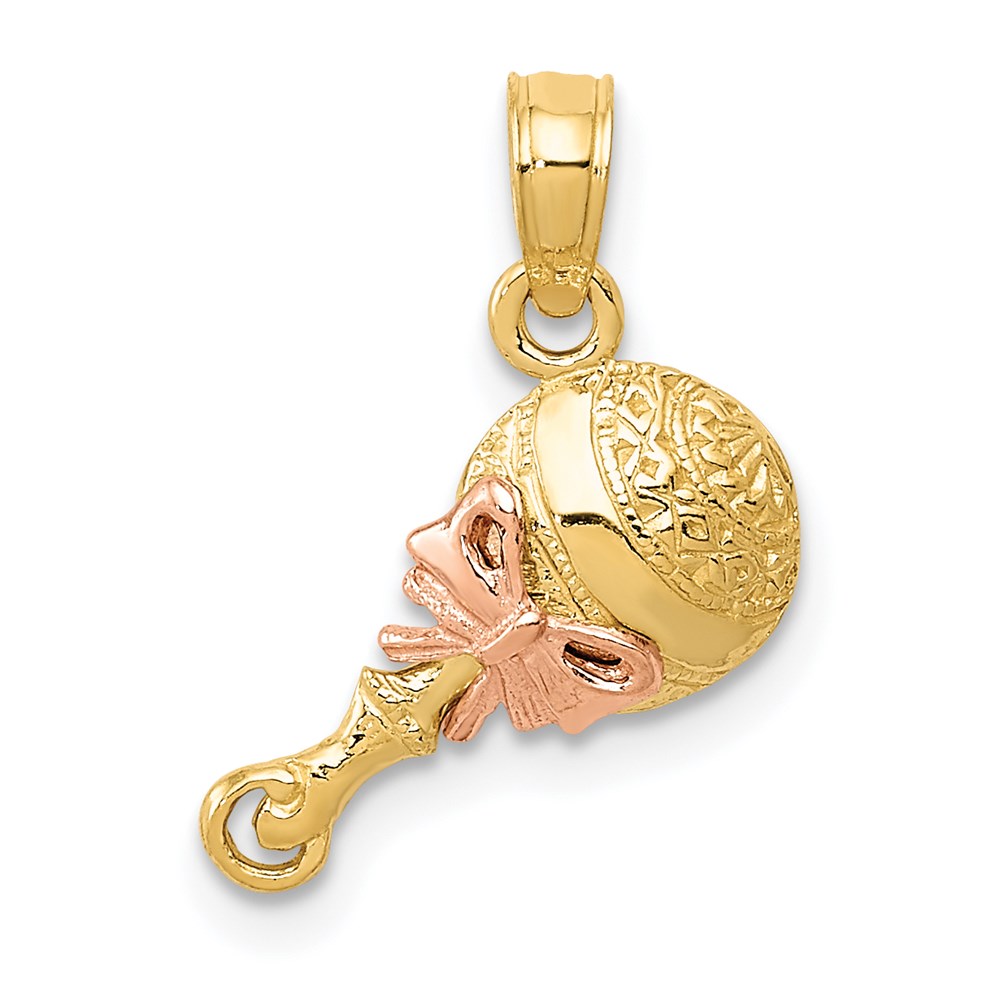 K2311.jpg 14k Two-tone Baby Rattle Pendant - Image 1