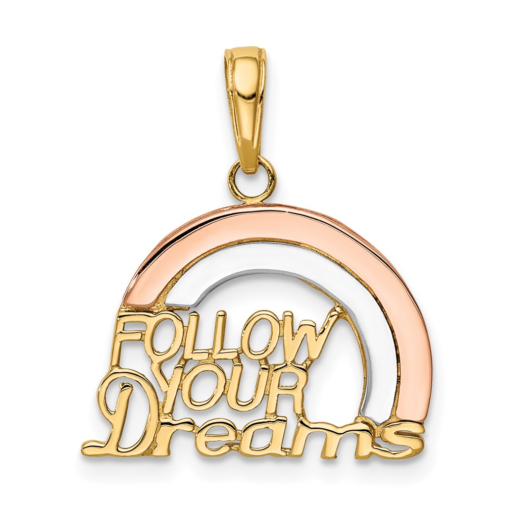 K2351.jpg 14k Two-tone with White Rhodium FOLLOW YOUR DREAMS Rainbow Charm - Image 1