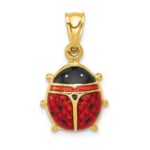 14k Red and Black Enameled Ladybug Charm