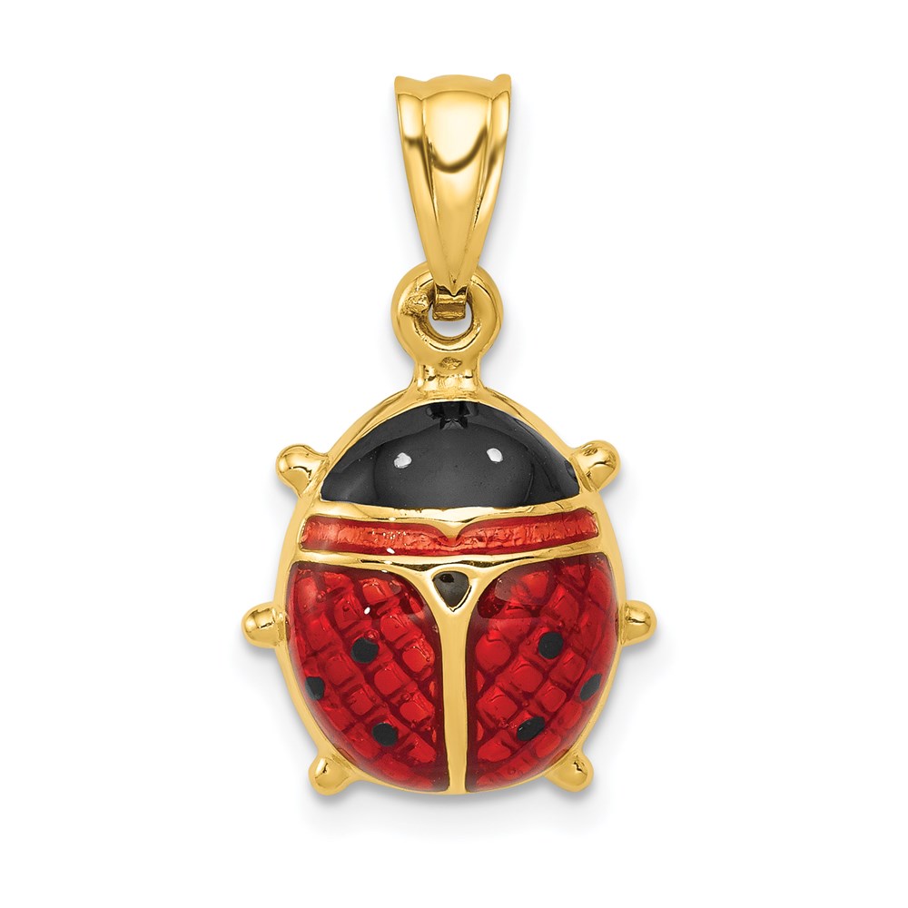K261.jpg 14k Red and Black Enameled Ladybug Charm - Image 1
